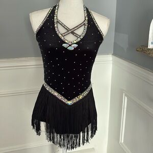 The Lineip Jazz Dance Costume Black Velvet base - Adult Small